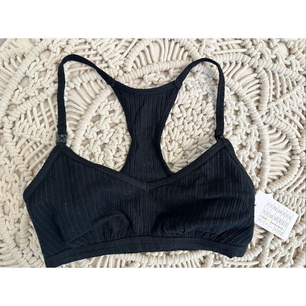 Auden Nursing Maternity Womens Black Racerback Bralette New